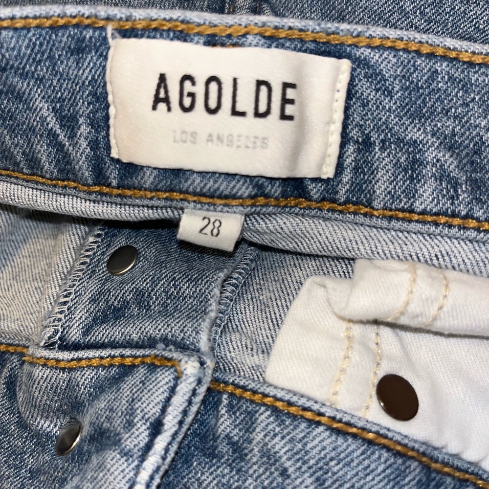 AGOLDE Riley High Rise Straight Crop Blue Jeans - Picture 2 of 6